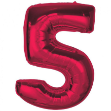 Számok Piros 5-ös Red szám fólia lufi 92 cm party kellék