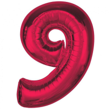 Számok Piros 9-es Red szám fólia lufi 92 cm party kellék