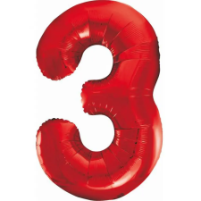 Számok Piros Red 3-as szám fólia lufi 85 cm party kellék