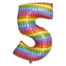 Számok Pop It 5-ös szám fólia lufi 69 cm (WP) party kellék