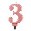 Számok Rose Gold 3-as Metallic számgyertya, tortagyertya