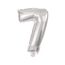 Számok Silver, Ezüst 7-es szám fólia lufi 10 cm party kellék
