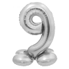 Számok Silver, Ezüst 9-es szám fólia lufi talppal 72 cm