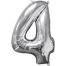 Számok Silver szám fólia lufi 4-es, 66*45 cm party kellék