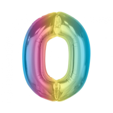 Számok Színes 0-ás Rainbow szám fólia lufi 92 cm party kellék