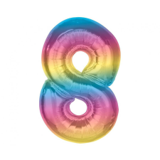 Számok Színes 8-as Rainbow szám fólia lufi 92 cm party kellék