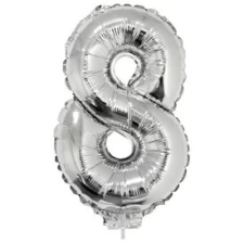  Számos lufi - 8, ezüst, 42 cm party kellék
