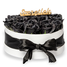  Szappanrózsa box, fehér rózsadoboz - fekete szappan