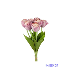  Szárított hatású tulipán 7 szálas köteg 43cm - Mályva dekorációs kellék