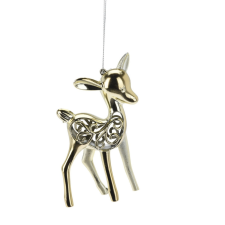  Szarvas akasztós műanyag metál arany 13cm dekorációs kellék