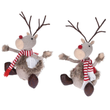  Szarvas ülő agancsos textil M38cm dekorációs kellék