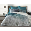  Szatén ágynemű 150x210 Lusso türkiz szürke díszek D21 párnahuzatok 2x50/60 2x 50/70 lepedő 150x210