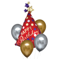 Szatén Luxe Happy Birthday fólia lufi 5 db-os szett party kellék