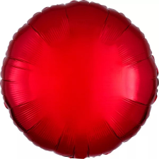 Szatén Metallic Red, Piros kör fólia lufi 43 cm party kellék