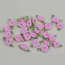  Szatén rózsafejek 2cm 5db/cs. rózsaszín dekorációs kellék