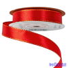  Szatén szalag arany szegéllyel 16mm x 20m - Piros