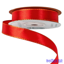  Szatén szalag arany szegéllyel 16mm x 20m - Piros szalag, masni