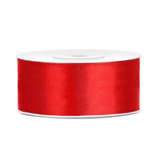 Szaténszalag, piros, 25mm/25m (1 db / 25lm) dekorációs kellék