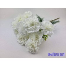  Szegfű 7 ágú 14 fejes selyem csokor 46cm - Krém dekorációs kellék