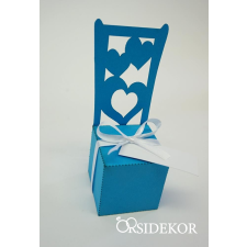  Szék formájú köszönetajándék-doboz cukrozott mandulával, csokiszívvel dekorációs kellék