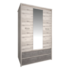  Szekrény tükörrel 3D4S, nairobi gesztenye/onix, JESI NEW bútor