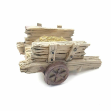 Szénás talicska, polyrezin. Mérete: 47x25x30 mm dekorációs kellék