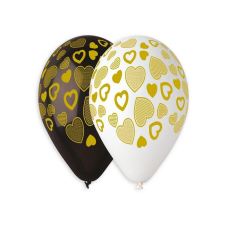 Szerelem Golden Hearts, Szív léggömb, lufi 5 db-os 13 inch (33 cm) party kellék