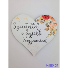 Szeretettel a legjobb nagymamának tábla 9x9,5 cm - nagy szív dekorációs kellék