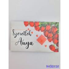 Szeretlek anya vörös rózsás tábla 5x8cm - téglalap dekorációs kellék