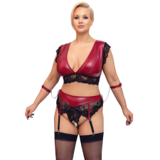 szexvital.hu Cottelli Bondage Plus Size - csipkés melltartó szett (piros-fekete)