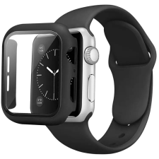 Szilikon szíj+ tok Apple Watch 45mm szilikon óraszíj és tok fekete okosóra kellék
