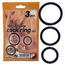 Szilikon Szilikon péniszgyűrű trió - fekete péniszgyűrű
