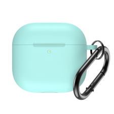 Szilikon tok AirPods 4-hez karabinerrel - menta színű fülhallgató, fejhallgató tok