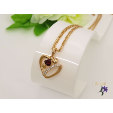  Szimonetta antiallergén medálos nyaklánc szív medál cirkónia kővel 18K - piros nyaklánc