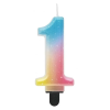  Színes 1-es Pastel Ombre számgyertya, tortagyertya
