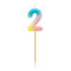  Színes 2-es Pastel Ombre számgyertya, tortagyertya