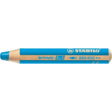  Színes ceruza, kerek, vastag, STABILO &quot;Woody 3 in 1&quot;, ciánkék színes ceruza