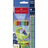  Színes ceruza készlet, háromszögletű, FABER-CASTELL "Grip Dinoszaurusz" 10+3 különböző szín