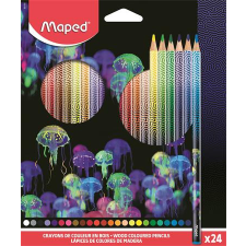 Színes ceruza készlet, háromszögletű, MAPED "Deepsea Paradise", 24 különböző szín színes ceruza