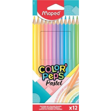  Színes ceruza készlet, háromszögletű, MAPED &quot;Color&#039;Peps Pastel&quot;, 12 különböző pasztell szín színes ceruza