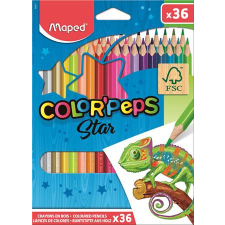 Színes ceruza készlet, háromszögletű, MAPED &quot;Color&#039;Peps Star&quot;, 36 különböző szín színes ceruza