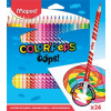 Színes ceruza készlet, háromszögletű, radírozható, MAPED "Color'Peps Oops", 24 különböző szín
