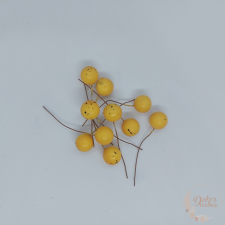  Színes drótos bogyó - 1,5 cm - antik sárga dekorációs kellék