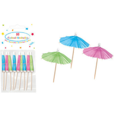 SZÍNES Esernyő koktél díszítő pálca 10 db-os party kellék