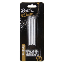 SZÍNES Ezüst szálgyertya tortára 8 db/csomag party kellék