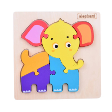  Színes Fa Elefánt Kirakó Gyerekeknek puzzle, kirakós