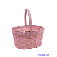  Színes füles bambusz kosár ovál - Rózsaszín dekorációs kellék