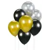  Színes Gold-Silver-Black léggömb, lufi szett 7 db-os 12 inch (30cm)
