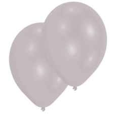 SZÍNES Metallic Silver léggömb, lufi 10 db-os 11 inch (27,5cm) party kellék