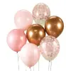 SZÍNES Pink-Copper, Rózsaszín-Réz léggömb, lufi szett 7 db-os 12 inch (30cm)